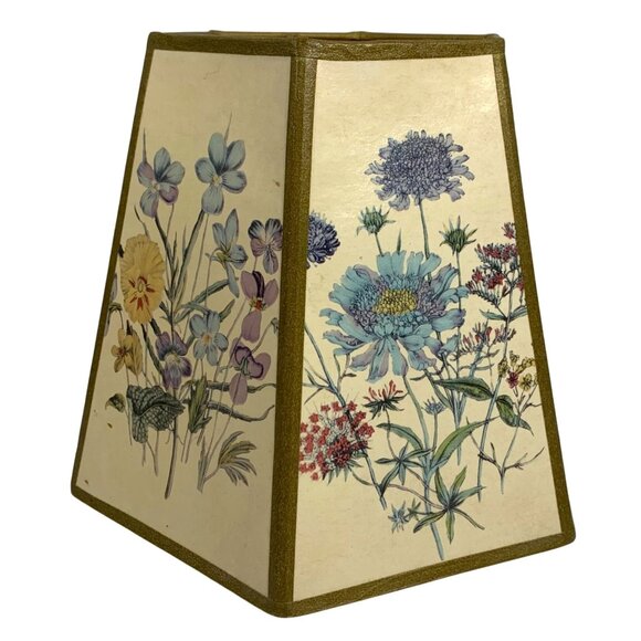 Vintage Hexagon Botanical Wildflower Canvas Clip-on Shade Lampshade - Picture 2 of 5